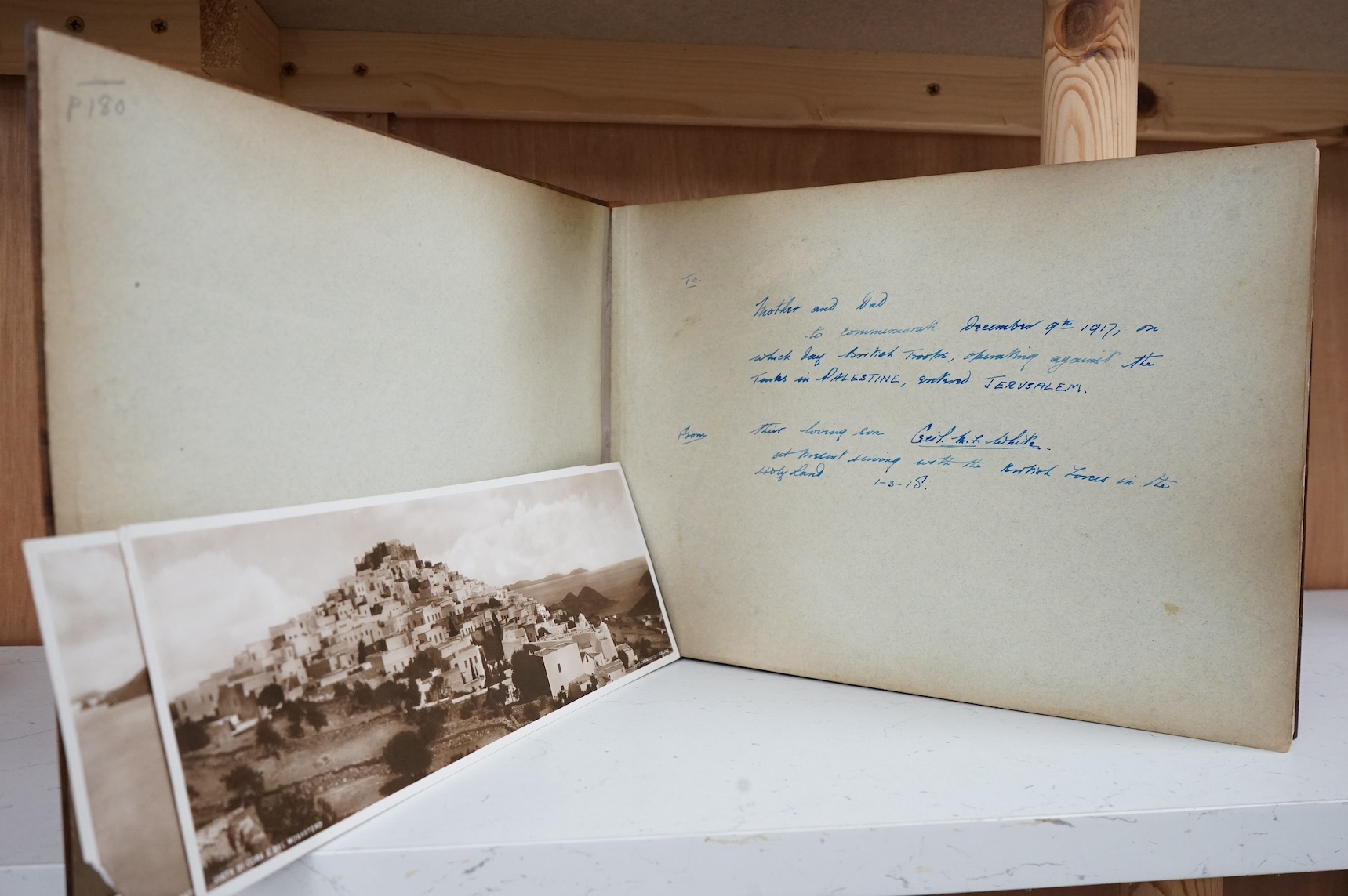 An early 20th century olive wood album, photographs of the Holy land, by Vester & Co. Condition - fair to good